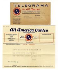 CANAL ZONE 2 Telegrams ALL AMERICA CABLES 1932 SS Resolute HAPAG HAMBURG Line picture