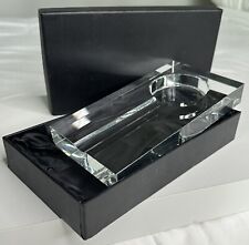 New Lead Crystal Cigar Pipe Rest Heavy Ashtray ArtDeco Retro Modern Style w/ Box picture