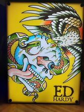 Ed Hardy Light Up Sign Yellow Fully Functional Great Super Sharp Collectible picture