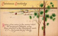 Vintage Postcard- Christmas, Raise your voice in the merry whirl 1910 UnPost picture