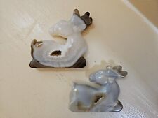 Set Of Two Unique Druzy Agate Crystal Deer Carvings W Beautiful Banding, Magical picture
