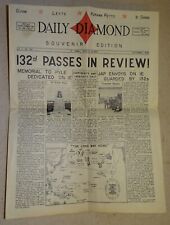 Sept. 1945 WWII Daily Diamond Souvenir Newspaper Ryukyu Islands; Ernie Pyle, etc picture