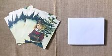 Retro PMG Holiday Cards Old Fashioned Girl Carrying Small Christmas Tree picture