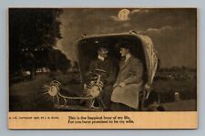 1907 Man in Moon Couple in Car Kline Vintage Postcard picture