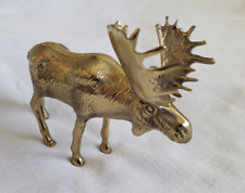 Vintage Bull Moose Heavy Shiny Brass Figurine 7