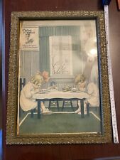 Antique 1917 Cream of Wheat Praying Children Tea Party Magazine Ad Framed picture