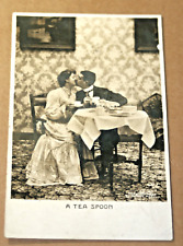 Romantic Love Antique 1907 Cancelled Postcard A Tea Spoon Real Photo RPPC picture