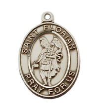 Firefighters Sterling Silver Medal Necklace with St. Florian, 24 inch chain picture