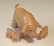 Vintage Schleich Piggy Sow Piglets Miniature Figures Pink Hoof Set Of 3 RARE picture