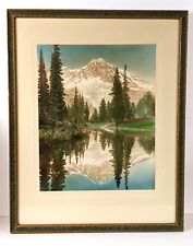 Norman  Edson (1876-1968) Signed & Framed Hand Tinted Photo: MIRROR LAKE picture