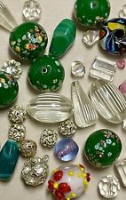 LOT Vintage Beads Glass Venetian Murano Latticino Filigree Lampwork Tombo +50 picture
