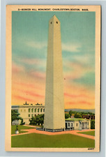Boston MA-Massachusetts Bunker Hill Monument Aerial Historic Vintage Postcard picture