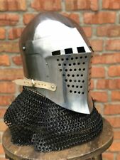 Medieval Alexander Helmet movable Visor Knight Chainmail steel Helmet picture