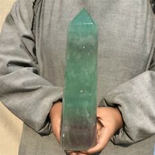 4.2LB Natural Green Fluorite Obelisk quartz crystal wand point Healing A4164 picture
