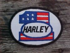 1970s HARLEY #1 DAVIDSON WHITE OVAL PATCH VINTAGE AMF ERA R/W/B NOS picture