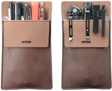 Leather Pocket Protector Pen Pouch Holder 2 Pack Shirt Jacket Tool Organizer picture