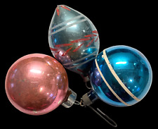 3 Vintage Mercury Glass Christmas Tree Ornaments 1.75