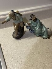 vintage chinese mudman porcelain/ceramic figurines 2, 1 Missing Fishing Pole picture