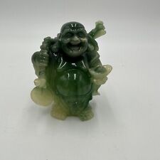 Feng Shui Laughing Budda Two Tone Green Jade Opalecent Open Mouth Decor picture