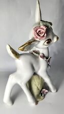 Porcelain Deer Fawn With Big Eyes Kitsch Made In Japan Figure Statue Decor Vtg picture