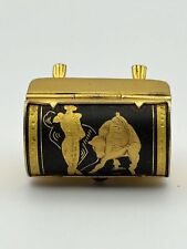 Antique Madador & Bull Gold and Black Trinket Box, Marked 