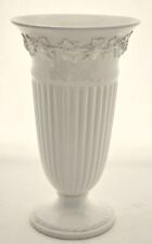 VASE-WEDGWOOD-TRUMPET VASE-EMBOSSED-CLASSIC-QUEEN'S WARE-8.5 IN TALL-CREAM COLOR picture