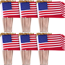 100 Packs of Small American Flags on Sticks, 8 X 12 Inches Mini Handheld US Flag picture
