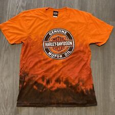 Harley Davison Mens XL Genuine Motor Oil Orange Short Sleeve T Shirt 2012 Ohio picture
