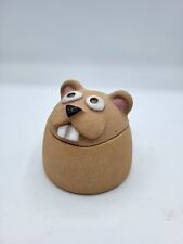 Adorable Pottery/Ceramic Beaver Lidded Trinket Dish Signed by Artist picture