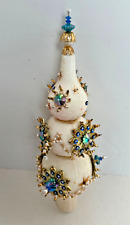 Vintage Styrofoam Christmas tree topper Beads Sequins Beaded Handmade Blue White picture