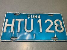 Vintage 1950s 60s License Plate Tag HTU128-CUBA-1 DAMAGED picture