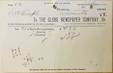 1900 BILLHEAD~THE GLOBE NEWSPAPER CO. WASHINGTON ST. BOSTON. DELIVERY BILL COST picture