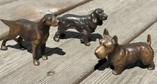 3 Dog Figurine Lot Cast Pewter & Bronze Vintage Miniatures Irish Setter picture