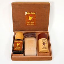 VINTAGE ENGLISH LEATHER Wood Box Gift Set- All Purpose Lotion / Soap / Deodorant picture
