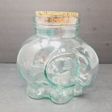 vintage made in Italy tinted green glass elephant jar with corck lid 7