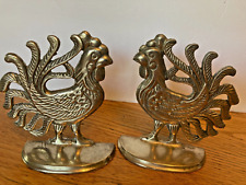 Vintage Brass Rooster Bookends Country  Rustic picture