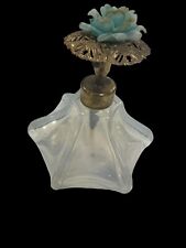VINTAGE IRICE OPALESCENT Blue FLORAL TOP PERFUME BOTTLE - MADE IN FRANCE picture