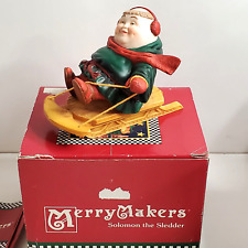 Vtg 90's Dept 56 Christmas Merry Makers Solomon the Sledder 9356-4 Figurine Box picture
