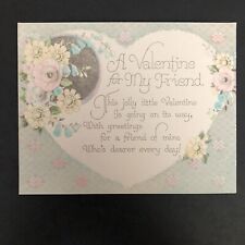 Vtg Valentine Card Pretty Pastel Floral One-Sided Card Rust Craft picture