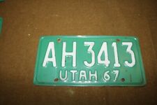 really nice original 1967 Utah license plate AH 3413 picture