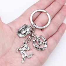 10 sets Tibetan Silver Charms Horse riding boot Cowboy hat Key Chains X10070 picture