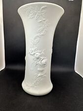 Kaiser Germany White Bisque Vase with Embossed Floral Design 8 In picture