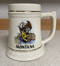 Vintage Montana MT Ceramic Souvenir Mug Miners, Mine Workers, Panning Gold picture
