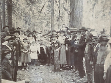 1890s FUNERAL OR PICNIC antique 10x12 mounted photo OREGON, PACIFIC NORTHWEST picture