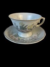 FTDA 1982 Tea Cup & Saucer Brazil Vintage Pink Yellow Blue Floral picture