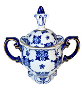 Vintage Bombay Sommerhill Sugar Bowl Cobalt Blue & White Porcelain picture
