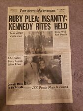 Star Telegram Jack Ruby Pleas Insanity Vintage Newspaper November 25 1963 picture