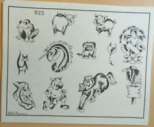 Vintage RARE 1987 Spaulding & Rogers Tattoo Flash Sheet #925 Pigs Vulture Frog picture