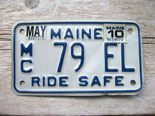 Vintage Used 2010 Maine Motorcycle License Plate # 79 EL Metal Tag Ride Safe picture
