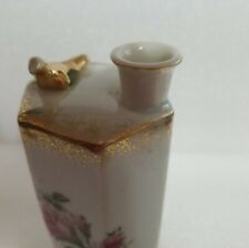 Vintage Porcelain Kutani Sake Decanter  Handpainted Whistling Bird White & Gold picture